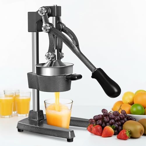 Cast Iron Citrus Juicer,Heavy-Duty Manual Juicer Press,Easy to Clean Hand Press Juicers,Professional Manual Juicers for Citrus Orange Lemon Lime Grapefruit,Black