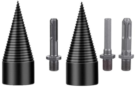 iplusmile Broca para Partir Madera Cónica de Acero 5 Piezas Varillas Intercambiables 32Mm y 42Mm para Taladro Eléctrico Uso en Carpintería y División de Leña para Camping y Hogar