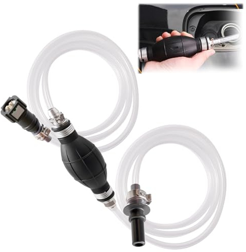 Fuel Hand Pump with Hose for Diesel Gasoline Vehicle Priming Tool | Manual fuel pump with oil hose for diesel and gasoline systems, compatible with Ford, PSA, Land Rover, Jaguar and Volvo