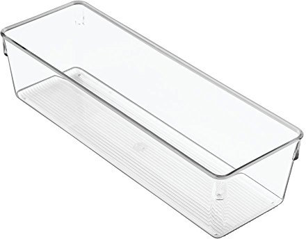 iDesign Linus Schubladenbox für Schrank oder Schminktisch, 30,5 cm x 10,2 cm x 7,6 cm Aufbewahrungsbox aus Kunststoff, durchsichtig