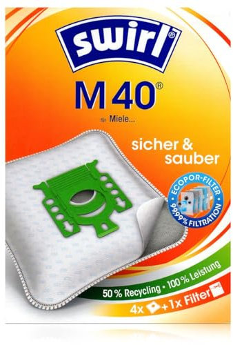 4 Swirl M40 Staubsaugerbeutel für Miele S 826