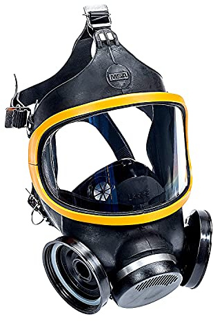 MSA 480267 Comfo Ultra-Twin Series Full-Facepiece Respirator - Size: Large, Harness Style: Silicone, Twin-Port, Reusable Gas Mask, MSA Comfo Cartridge Compatible