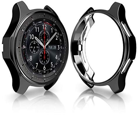Custodia Gear S3 Frontier/Classic, colorato placcante in TPU Custodia protettiva in plastica protettiva Cover protettiva antigraffio Case per Gear S3 Frontier/Classic Smartwatch (Nero)