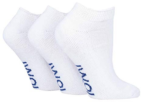IOMI - 3 Pairs Extra Wide Cushioned Cotton Rich Trainer Diabetic Socks for Swollen Feet and Ankles (6-8.5 UK, White (Trainer))