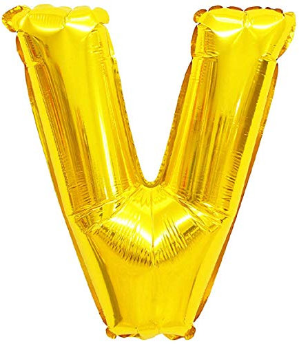 Folienballons - Buchstaben & Zahlen & Zeichen in Gold - 80 cm - Partydeko - XXL Luftballons, Plastik, V - Gold, Gold