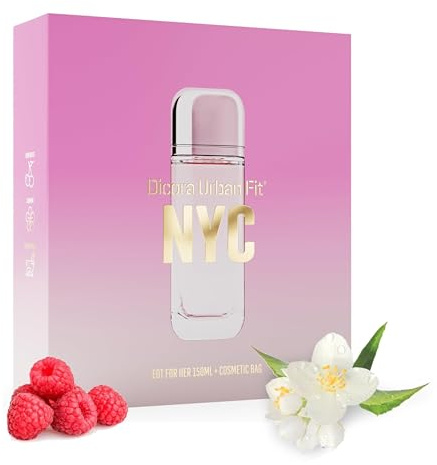 Dicora Urban Fit Eau de Toilette Set NYC für HER+NECESER Frisches und dynamisches Damenparfüm, Noten von Jasmin und Moschus, langanhaltender Duft, 150 ml