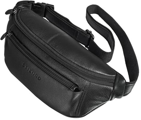 STILORD 'Bryce' Bauchtasche Leder Gürteltasche Damen Herren Vintage Hüfttasche Reisetasche Urlaub Jogging Festival Echtleder, Farbe:schwarz