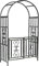 Gr8 Garden Patio Large Black Metal Rose Arch With Gate Wedding Archway Ornament Arbour Pergola For Climbing Plants Trellis Support