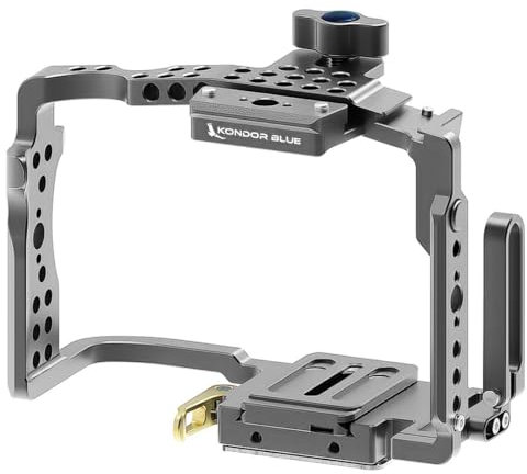 KONDOR BLUE R5/R6/R Full Cage with Top Handle Compatible with Canon Camera | Arca Quick Release System | 70+ 1/4 and 3/8 Mounting Points | HDMI & USB C Cable Clamp | Arri Standard Mounts