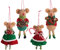 Weihnachtsdekorationen, 4 Stück, Filz, Wolle, Mäuse, Weihnachtsbaumschmuck, Handcarft, Filz, niedliche Maus, Weihnachtsdekoration, Vintage-Wolltier, blau, rot, Weihnachtsschmuck für Innenwand, Fenster