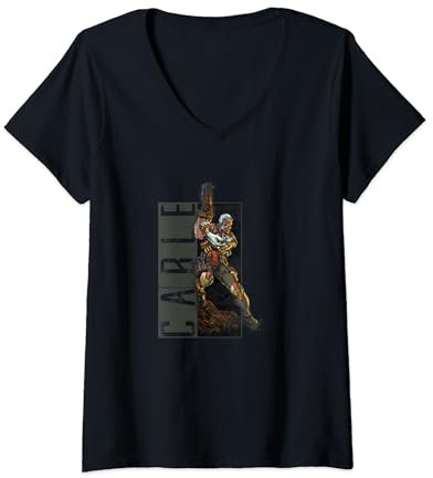 Marvel X-Men Cable Action Pose Vintage V-Neck T-Shirt