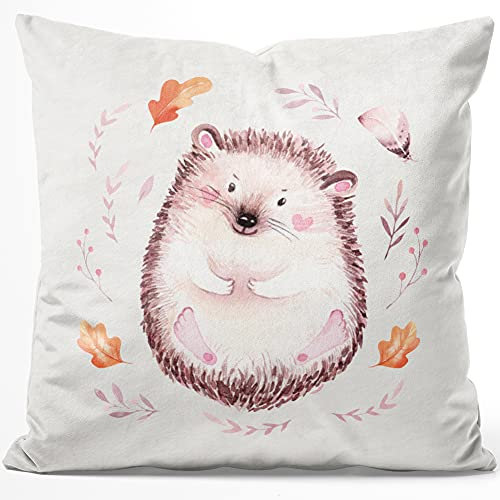 JUNIWORDS Kissen, Igel Aquarell, 40 x 40 cm, Flauschig Samtweich Weich