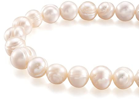1 filo di perle d’acqua dolce naturali coltivate Fashewlery, rotonde, da 7,5-10 mm di diametro, per creare gioielli fai da te come collane, bracciali, orecchini, circa 42 perle per filo
