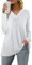 Florboom Ladies Blouses Casual Loose Long Sleeved Tunic Tops Plain Basic Shirts White 20 22