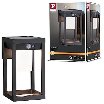 Paulmann 94572 LED Solar Außenwandleuchte Marisol mit Bewegungsmelder IP44 incl. 1x5,5 W Warmweiß Schwarz kabellos Kunststoff 3000 K