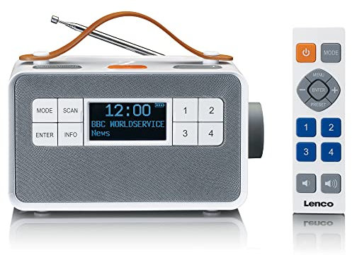 Lenco PDR-065 tragbares DAB+ Radio - Bluetooth - FM Radio - einfacher und normaler Modus - Dockingstation zum Laden - Uhr und Weckfunktion - Akku - weiß/grau