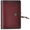 Jalach Mini Notizbuch für unterwegs, klein Reisetagebuch aus Leder, A7 Ringbuch nachfüllbar Blankoblätter mit Lineal Binder Tasche (Rotbraun)