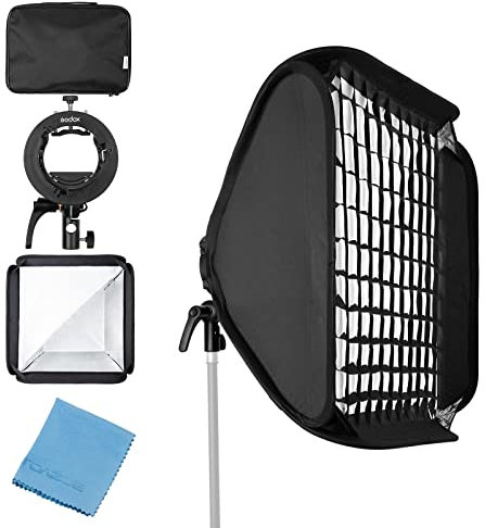 Godox Softbox mit S2 S-Typ Speedlite Halterung für Godox V1 Serie, AD200Pro, AD200Pro, AD400Pro, V860II, TT350 Series Flash Speedlitit, 80 x 80 cm ES