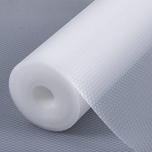 Kitchen Shelf Liner Non Adhensive,Cabinet Drawer Mat White 23.6× 393.7 | Non Adhesive, Non Slip,Use as Kitchen Shelf Drawer Cupboard EVA Liner Refrigerator Mat,Washable, Waterproof, Easy to Cut