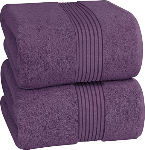 Utopia Towels - 2er Großes Badetuch mit Aufhänger - 100% gekämmte ringgesponnene Baumwolle, sehr saugfähig große Badetücher 90 x 180 cm, hochwertiges Saunatuch (Pflaume)