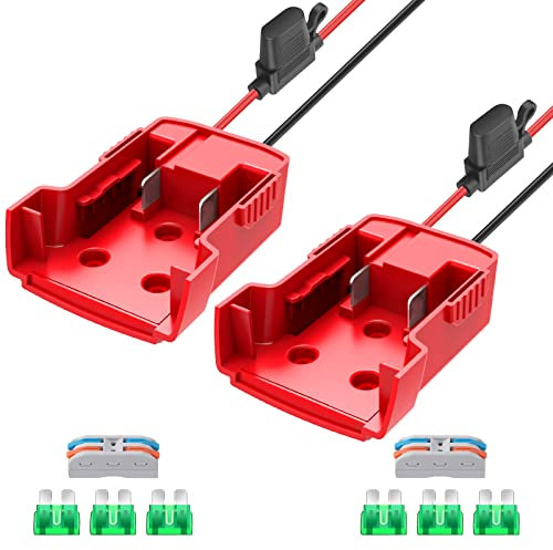 2 Packs Power Wheel Adapter for Milwaukee M18 Battery Adapter 18V Power Wheels Battery Converter with Fuses & Wire Terminals, 12AWG Wire, Power Connector for DIY Rc Car Toys, Robotics and Rc Truck