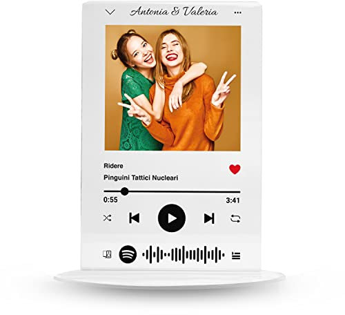 Generico Targa Spotify personalizzato - Targa musicale in plexiglass idea regalo nome canzone artista foto compleanno fidanzati matrimonio anniversario festa mamma papà Natale