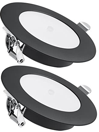 acegoo 2 x 12V Einbaustrahler LED Wohnmobil Boot Spot mit Ein/Aus-Dimmschalter&Blaues Nachtlicht Flach Einbauleuchte 3W 285lm Dimmbar Einbauspot für Wohnwagen Camper Küche Möbel(Schwarz 5000K)
