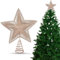 Rose Gold Tree Topper 25cm (H) - Christmas Tree Topper Star, Glittered Hollow Christmas Star Tree Top for Christmas Tree Decorations, Christmas Star Ornaments