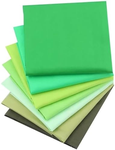 CraftsFabrics 7pcs/ Lot (16'' x 20'') Green Pastel Solid Colour Twill Cotton Fat Quarters Bundle 100% Cotton Precut Fabric Squares for DIY Sewing, Quilting, Scrapbooking, Patchwork, Clothing