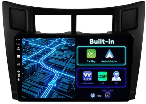 BXLIYER 9 Zoll Autoradio für Toyota Yaris XP90 (2005-2012) GPS Navigation - Wireless CarPlay Android Auto - Rückfahrkamera - Android 14 2 Din - DSP DAB Lenkradsteuerung Bluetooth 5.0 Daul-Band WiFi