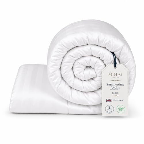 MHG Living 3 Tog Summer Single Duvet - Lightweight Cooling Hollowfibre Quilt for Hot Sleepers, OEKO-TEX Certified, Made in UK, Hypoallergenic & Breathable, Machine Washable Bedding, 135x200cm
