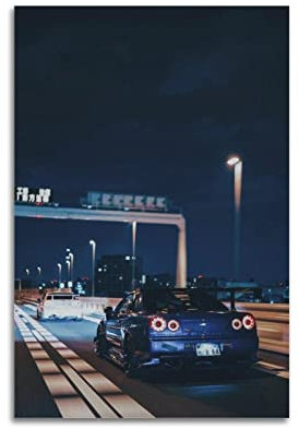 JDM Supercar Poster für Skyline R34 GTR Blue The Back Racing Car Sport Auto Poster Dekorative Malerei Leinwand Wandposter und Kunstbild Druck Moderne Familie Schlafzimmer Dekor Poster 30 x 45 cm