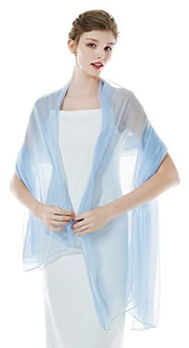 BEAUTELICATE Damen Stola Schal für Abendkleider Sheer Leichter Umschlagtücher Tücher Wraps Bolero Sommer für Festlich Hochzeit Braut 17 Farben (Puderblau, Einheitsgröße)