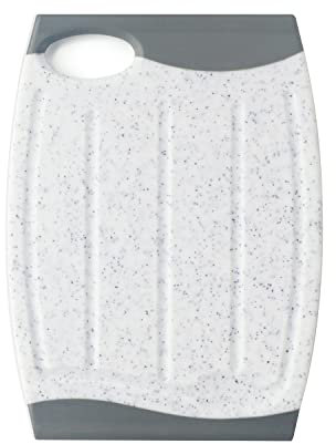 Kleines rutschfestes Schneidebrett, 19 cm, Mini-Schneidebrett aus Kunststoff für kleine Küchenaufgaben, einzigartiges Design mit mehreren Saftrillen, BPA-frei, spülmaschinenfest, handlicher Griff,