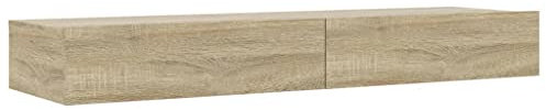 vidaXL TV Schrank mit LED-Leuchten Wandschrank Fernsehschrank Lowboard Fernsehtisch TV Möbel HiFi-Schrank Hängend Sonoma-Eiche 120x35x15,5cm