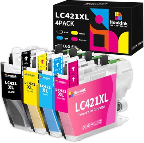 Hookink LC421XL LC421 XL Patronen Value Pack Kompatibel mit Brother LC421XL LC-421XL LC-421XLVAL LC421XLVAL Multipack Patronen für Brother DCP-J1050DW MFC-J1010DW DCP-J1140DW (4er-Pack)