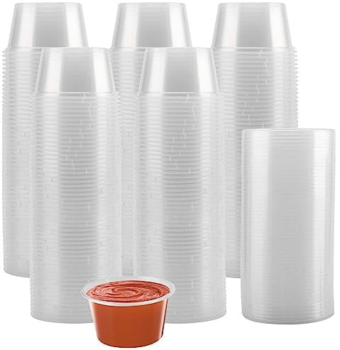 HEIHAK Lot de 200 petits récipients en plastique de 118 ml avec couvercles, pots de ketchup pour la cuisine