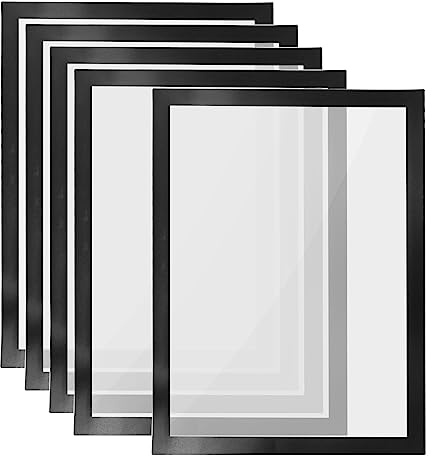 PATIKIL 12x17 Magnetico Display Cornice, 5pz A3 Autoadesivo Magnetico Cartello Supporto Doppio Lato Finestra Cartello Supporto per Parete Ufficio Frigorifero, Nero | per Parete Ufficio Frigorifero, Finestra Cartello Supporto, Cartello Supporto, Doppio Lato