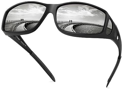 URUMQI Fit Over Glasses Sunglasses Womens Men with UV400 Protection, Anti Glare Sunglasses Over Glasses, Polarised Wrap Around Sun Glasses Suitable for Daily Wear & Outdoor