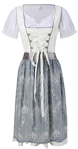 Gothic Langer Mantel Schwarz Bekleidung Damen deutsches Bierfest-Kostüm (White, XL)