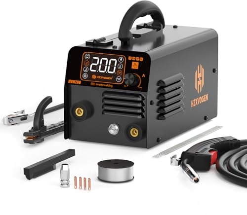 Soldadora MIG HZXVOGEN HVM200 de 135 A, sin gas, 3 en 1, Lift TIG, MMA Sticker, inversor IGBT portátil de 240 V sin gas y pantalla LED digital inteligente. Ligera y compacta.