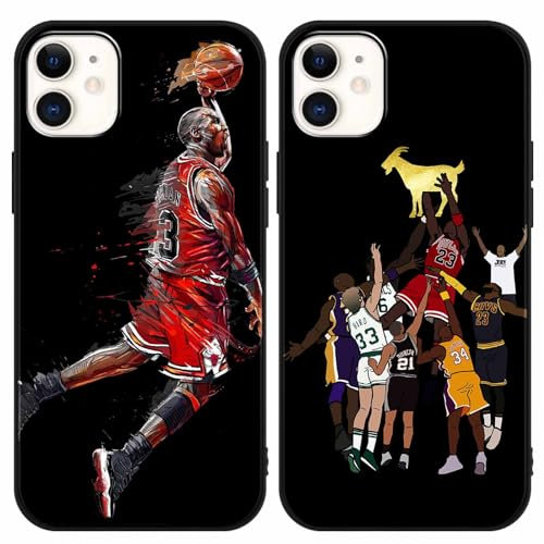 nurkorki [2 Stück Hülle für iPhone 11 Hülle 6,1,Sport Star 23 24 Basketball Design Schwarz TPU Silikon Stoßfeste Schützen Schutzhülle, Anti-Rutsch Karikatur Handyhülle mit Boy Cool Mode Case,03