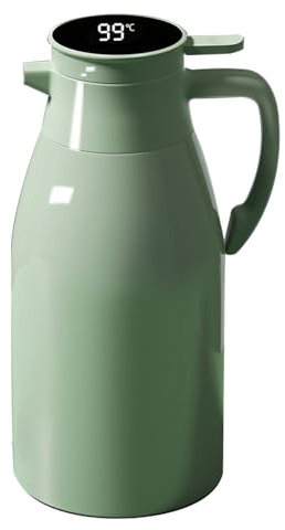 Yuehuamech Pichet isotherme à 6 couches en polypropylène vert avec doublure en verre – Bec anti-poussière – Garde au chaud/froid jusqu'à 48 heures – Pour la maison, le bureau, les voyages