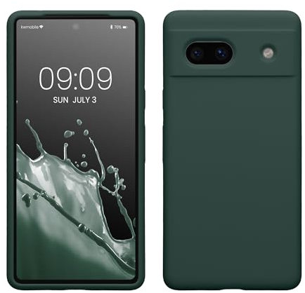 kwmobile Handyhülle für Google Pixel 7a Hülle, für Pixel 7a Case - Hülle Silikon - kabelloses Laden - Blaugrün