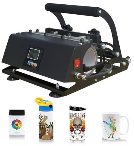 Automatic Tumbler Heat Press Machine, Portable Mug Heat Press Machine for 11-30oz, 500W Mug Press Sublimation Machine DIY for Blank Ceramic Coffee Mug Metal Cup Gifts black