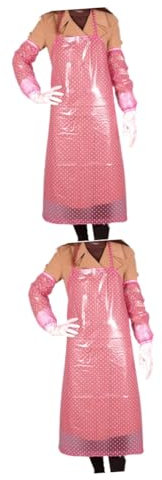 Zerodeko 2pcs Women’s Suits Sleeve Holders for Women Waterproof Suit Chef Bbq Apron Miss Aprons Waterproof Pvc Apron Kitchen Apron Waterproof Bibs Pink Barbecue Set Disposable Women's
