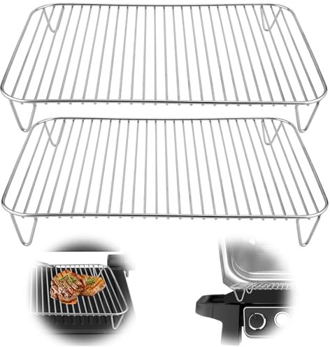 2 Stück Grillrost für Ninja Woodfire, Edelstahl Antihaftbeschichtet Grill Kochen Grillständer Grill Zubehör Kompatibel mit Ninja Woodfire und Smoker Grill Camping Picknick Grillzubehör