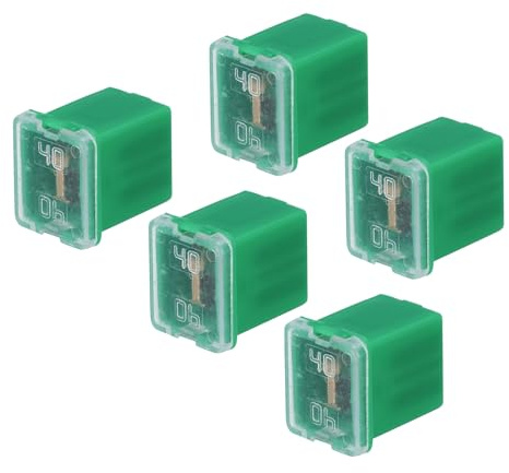 QUARKZMAN 5 Stück Blocksicherung Mini Auto Sicherungen, 48V 40A Low Jcase Flachsicherungen mit Kunststoffbox für PKW Wohnmobil LKW, Grün
