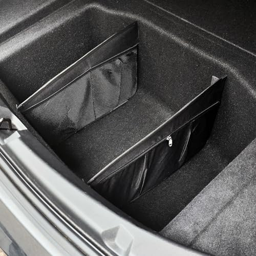 Potaosey Model Y Trunk Storage Bins Rear Tesla Model 3 Trunk Organizer Black Rear Trunk Box Organizer Storage with Mesh Pocket Car Organizer For Car Accessories.