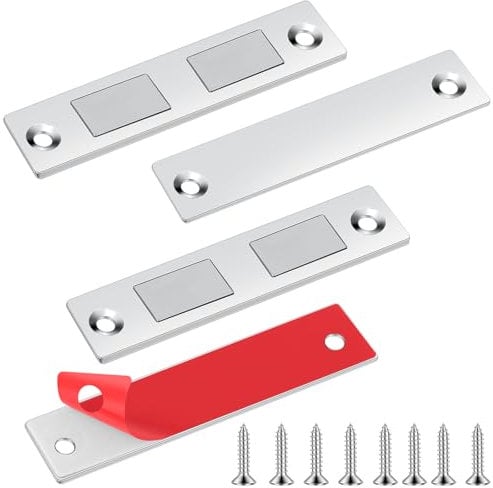 Romon Iman Puerta Armario Autoadhesivo, 2 Pcs Cierre Magnetico Ultra-fino Pestillo Puerta Corredera Armario, Iman Adhesivo de Cocina Mueble Cierre Cajones Alacena Clausura Cerradura Magnetica